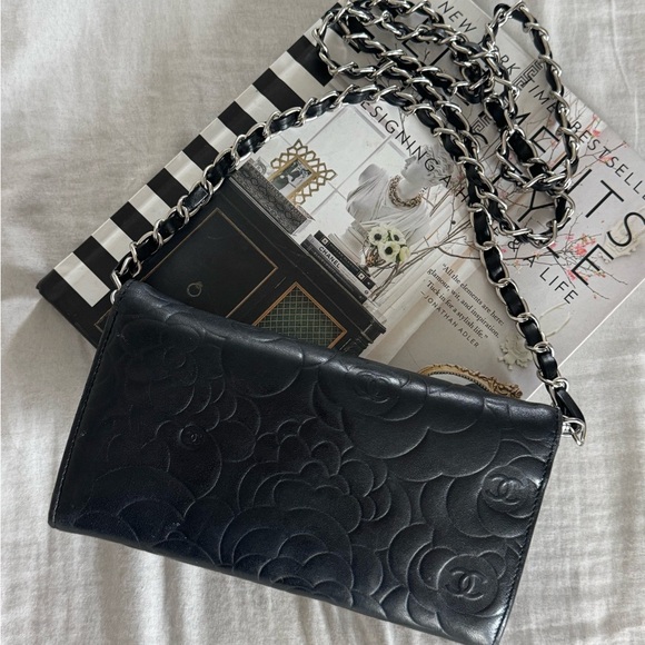 Chanel Black Floral Embossed Shoulder Bag - Picture 9 of 12